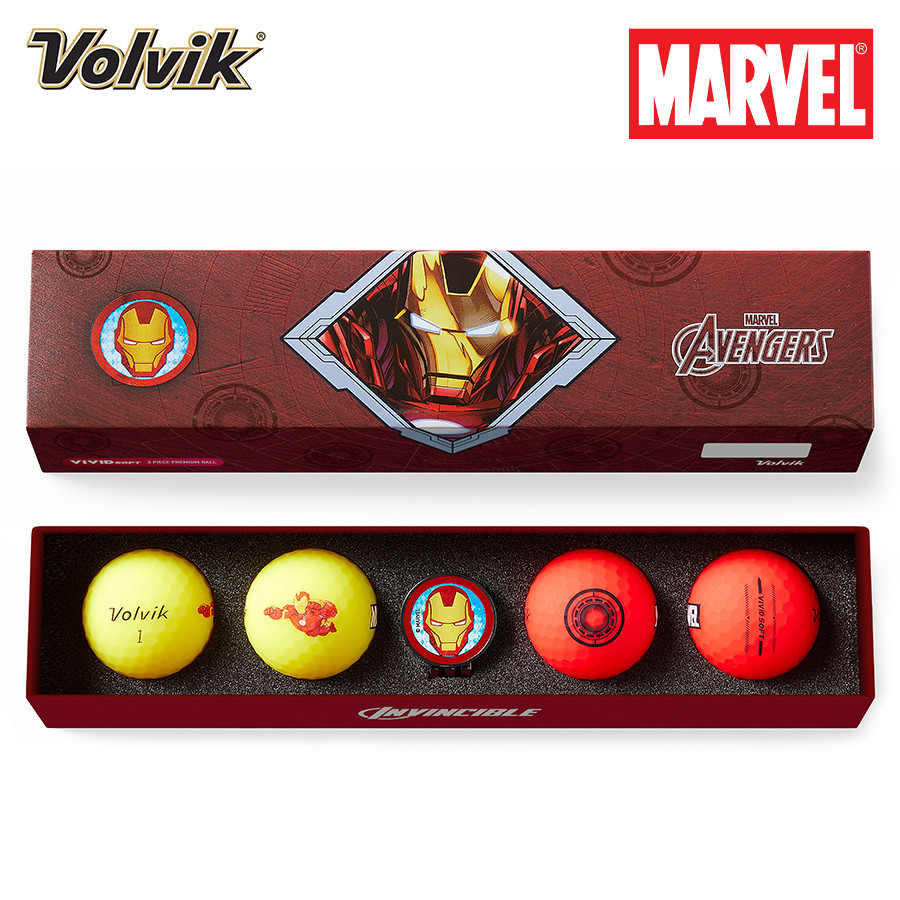 Volvik VIVID SOFT Marvel Avengers 4.0 - Golf Ball & Marker Gift Set