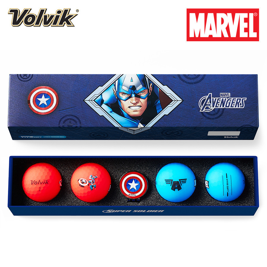 Volvik VIVID SOFT Marvel Avengers 4.0 - Golf Ball & Marker Gift Set