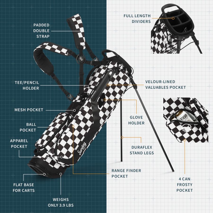 Sunday Golf El Camino Stand Bag - Black Checkered
